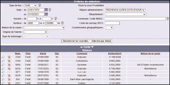 Région PACA : Principaux feux (1973-2021)