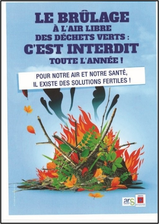 Affiche « Le brûlage à l'air libre des déchets verts est interdit »