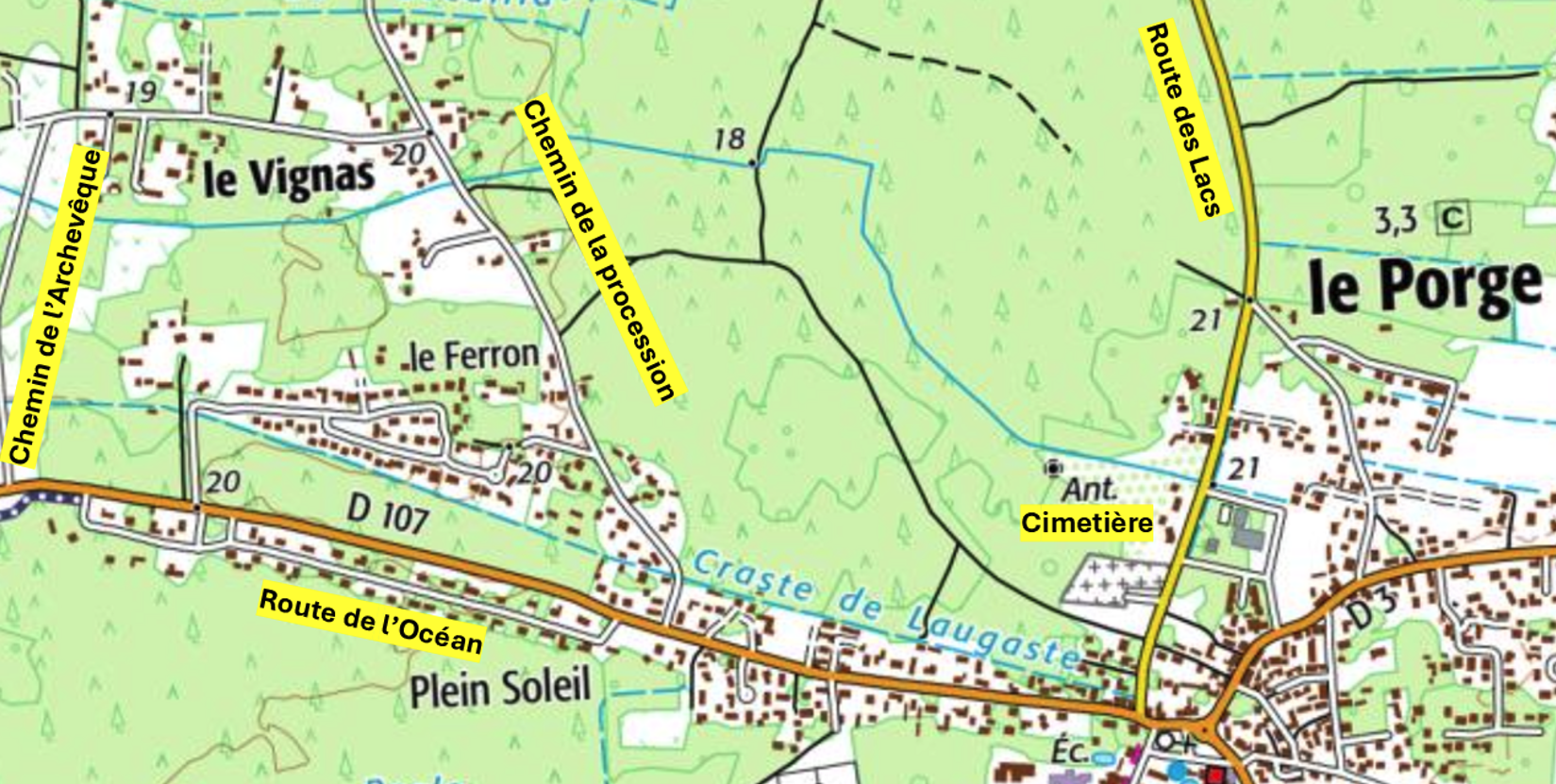 Le Porge : les villas du nord-ouest (carte)