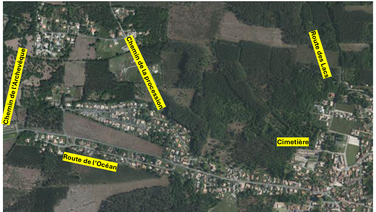 Le Porge : les villas du nord-ouest (vue aérienne)