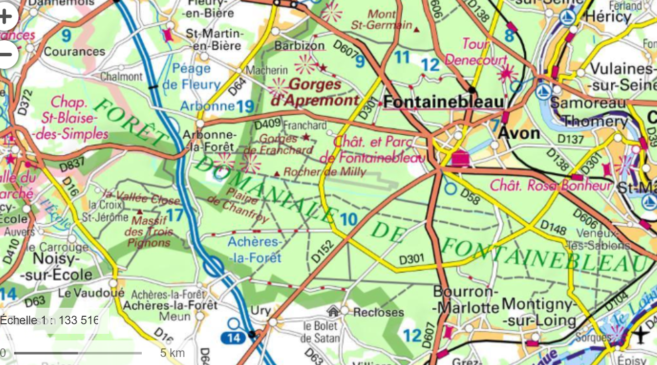 Carte de la forêt domaniale de Fontainebleau