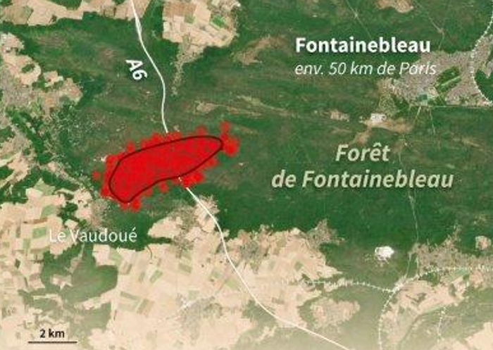 Zone incendiée : massif des Trois Pignons