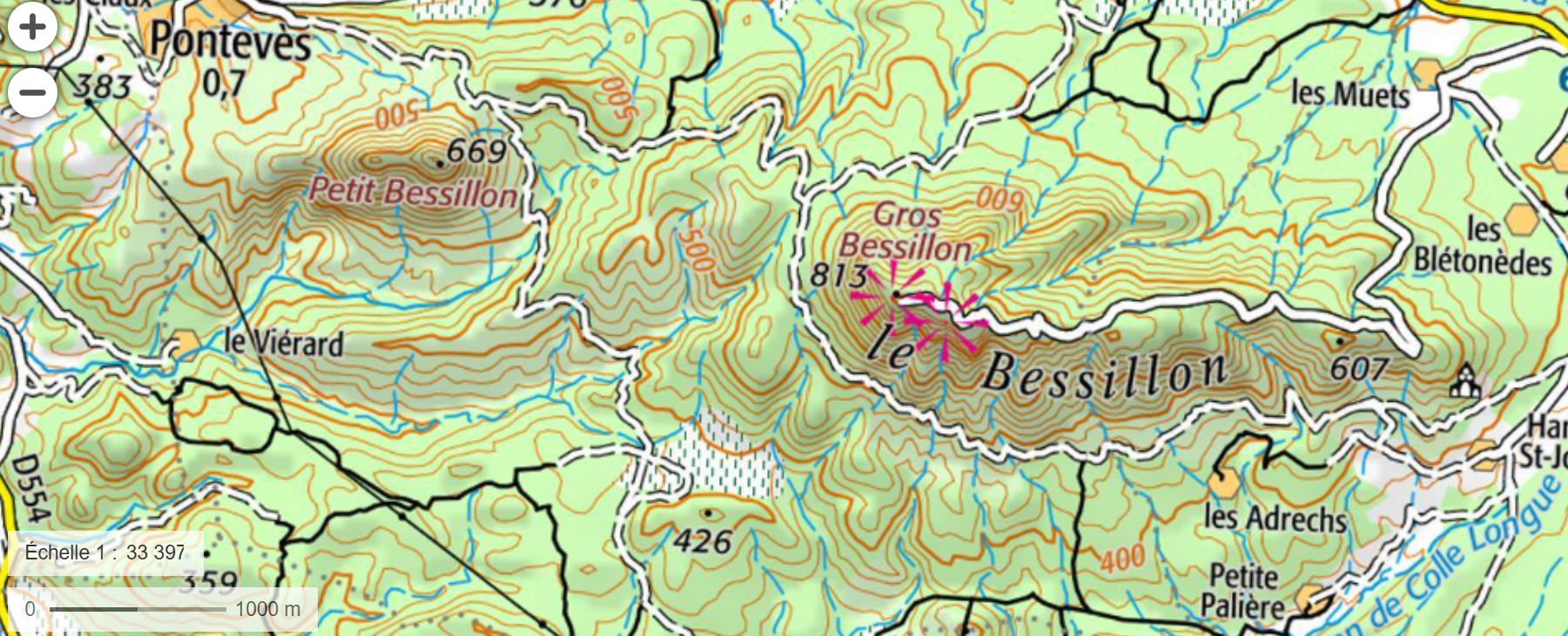 Le Gros Bessillon, plus qu'une colline, un massif très escarpé 