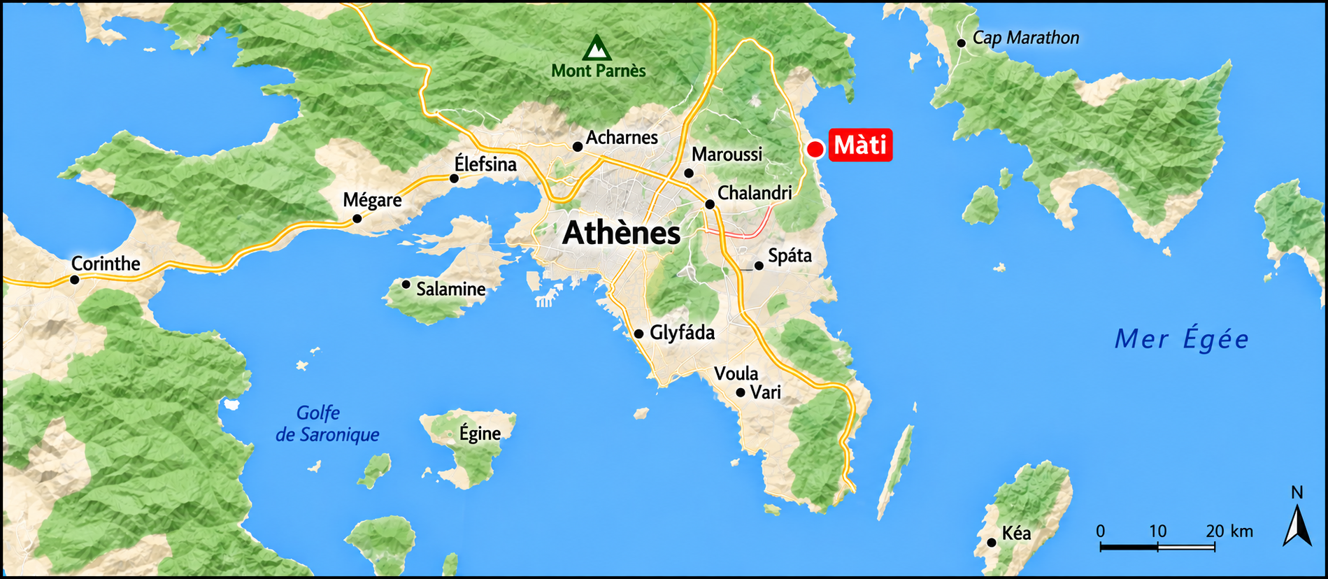 Carte de la Grèce montrant où se trouve Máti
