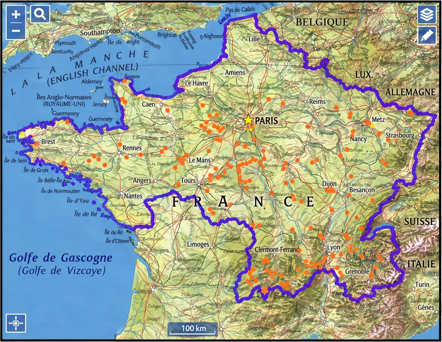Feux ayant parcouru plus de 10 hectares (2006-2021) hors moitié sud