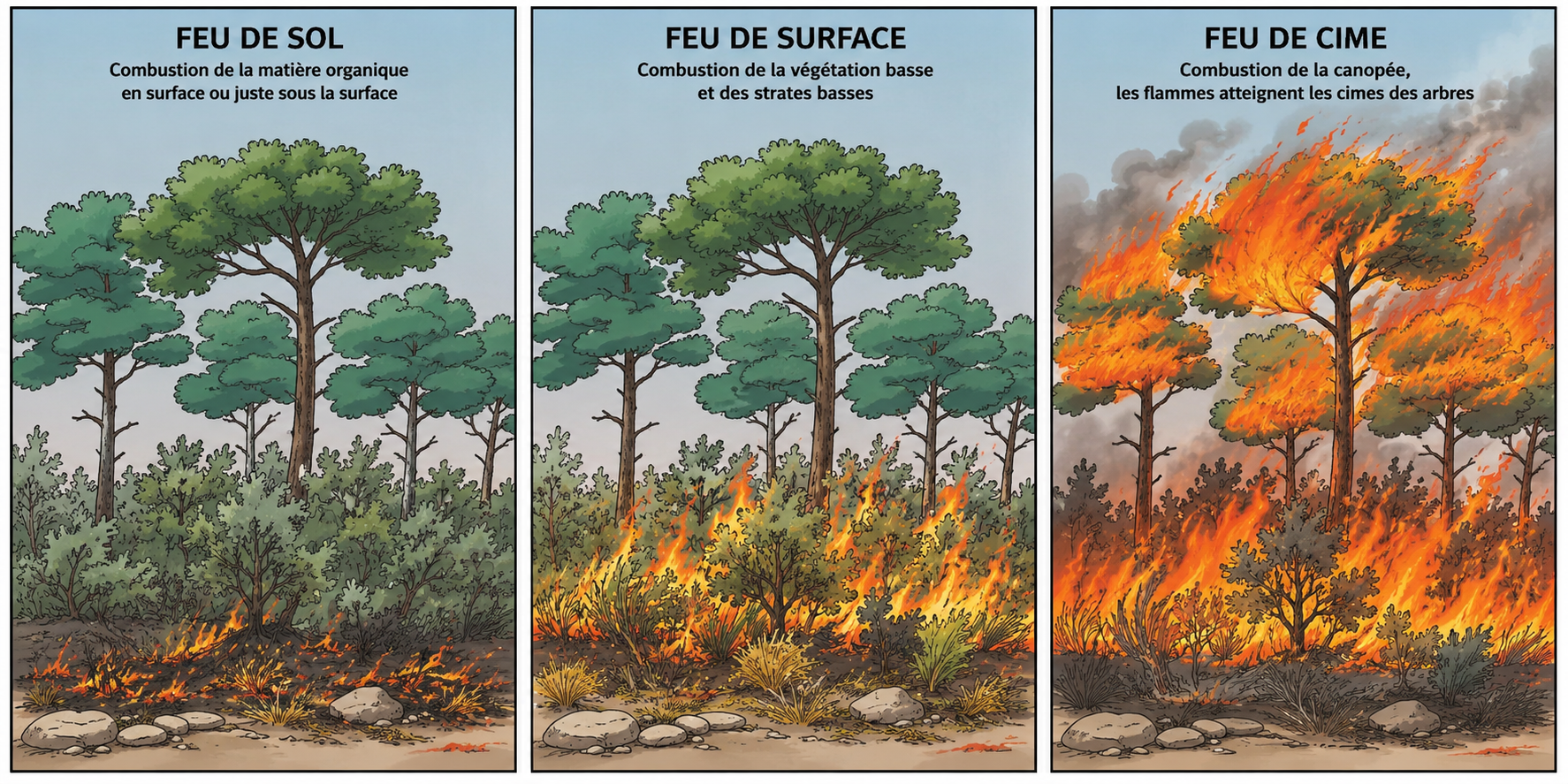 Feux de sol, de surface et de cime