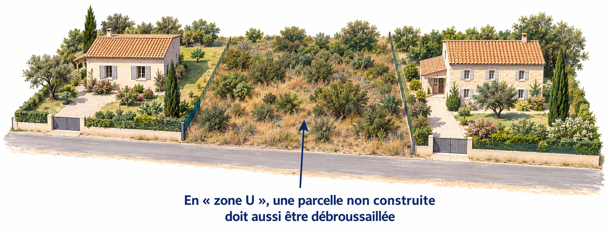 En zone urbaine chacun débroussaille sa parcelle, même sans contruction